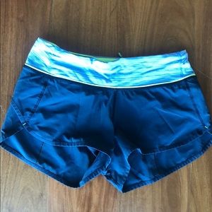lululemon athletica Blue Athletic Shorts with Light Blue Waistband